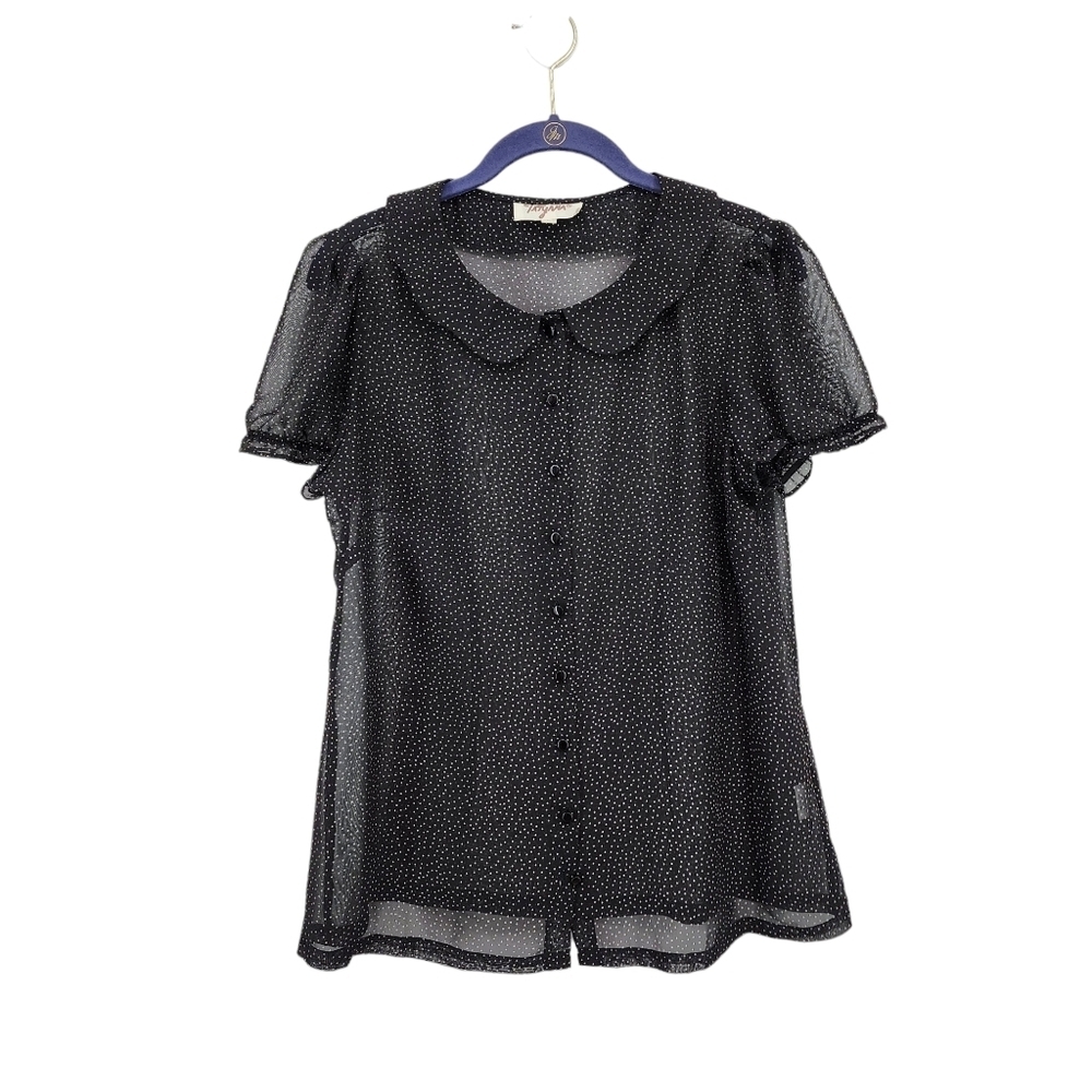 Tatyana Women's Chloe Swiss Dots Button Front Blouse - L